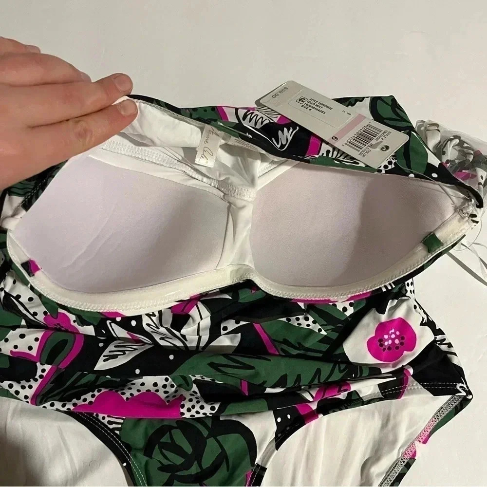 Anne Cole Womens Floral Sleeveless Halter Strap Pull-On One Piece Swimsuit NWT 6 - Picture 5 of 11